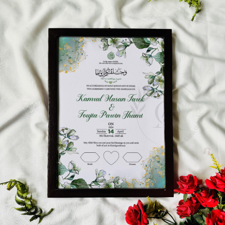 Sage Bloom Nikahnama – Elegant Green Floral Marriage Certificate