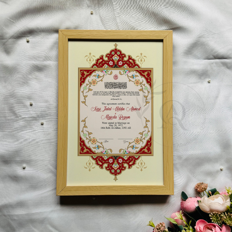Crimson Crown Nikahnama – Islamic Floral Marriage Certificate
