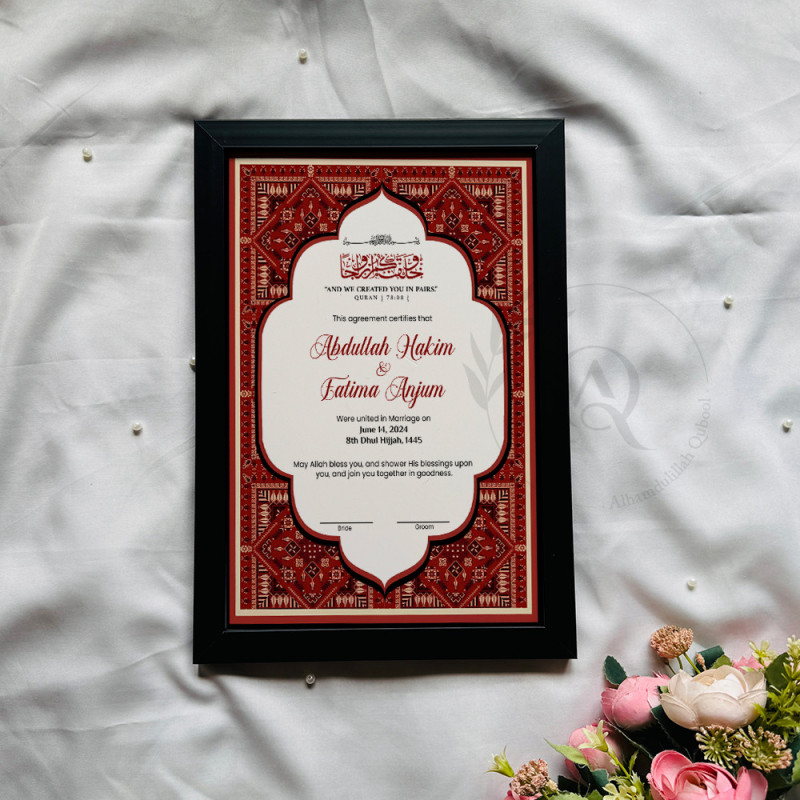 Crimson Heritage Nikahnama – Tribal Islamic Marriage Certificate