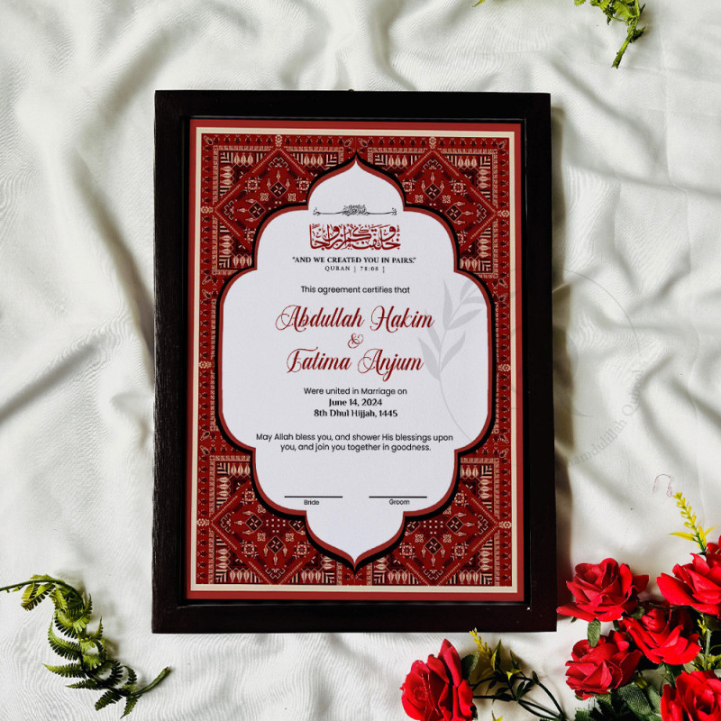 Crimson Heritage Nikahnama – Tribal Islamic Marriage Certificate