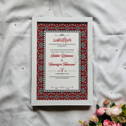 Tribal Crimson Nikahnama – Islamic Marriage Certificate with Bold Pattern