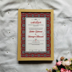 Tribal Crimson Nikahnama – Islamic Marriage Certificate with Bold Pattern