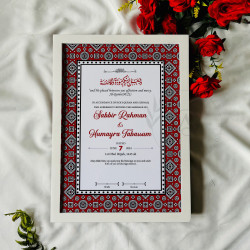 Tribal Crimson Nikahnama – Islamic Marriage Certificate with Bold Pattern