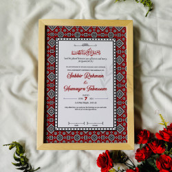 Tribal Crimson Nikahnama – Islamic Marriage Certificate with Bold Pattern