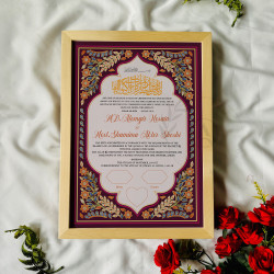 Royal Plum Garden Nikahnama – Floral Mughal Arch Islamic Marriage Certificate