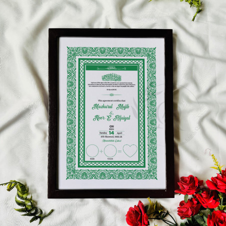 Emerald Border Nikahnama – Classic Green Islamic Marriage Certificate