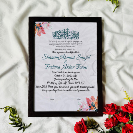 Mehr-e-Subah Nikahnama – Pastel Floral Islamic Marriage Certificate