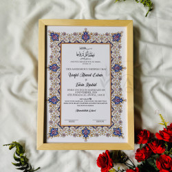 Sapphire Bloom Nikahnama – Ornate Blue & Gold Islamic Marriage Certificate