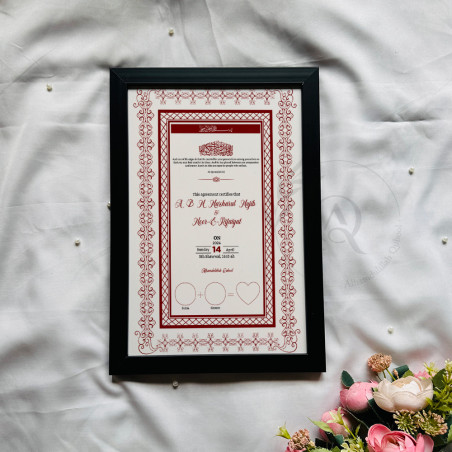 Crimson Grace Nikahnama – Red Lattice Islamic Marriage Certificate