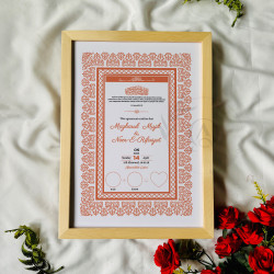 Terracotta Lace Nikahnama – Islamic Marriage Certificate with Floral Frame