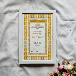Golden Lace Nikahnama – Elegant Islamic Marriage Certificate with Floral Border