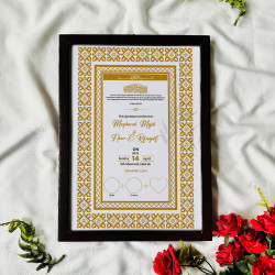 Golden Lace Nikahnama – Elegant Islamic Marriage Certificate with Floral Border