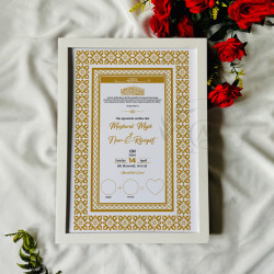 Golden Lace Nikahnama – Elegant Islamic Marriage Certificate with Floral Border