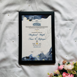 Celestial Twilight Nikahnama – Blue Watercolor Islamic Marriage Certificate