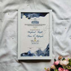Celestial Twilight Nikahnama – Blue Watercolor Islamic Marriage Certificate