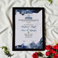 Celestial Twilight Nikahnama – Blue Watercolor Islamic Marriage Certificate