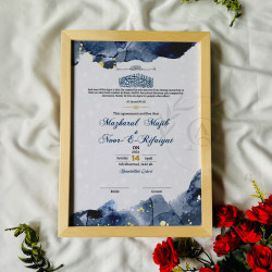 Celestial Twilight Nikahnama – Blue Watercolor Islamic Marriage Certificate
