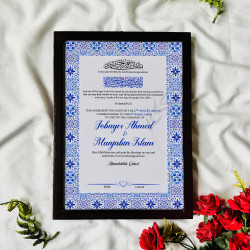 Sapphire Petal Nikahnama – Elegant Blue Islamic Marriage Certificate