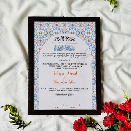 Amber Mosaic Nikahnama – Islamic Marriage Certificate with Moroccan Tile Design