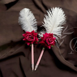 Rose Feather Nikah Pen – Wedding Signature Pen with Peacock Feather | AiyaanBD
