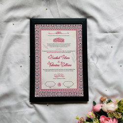 Rosewood Red Nikahnama – Elegant Islamic Marriage Certificate.