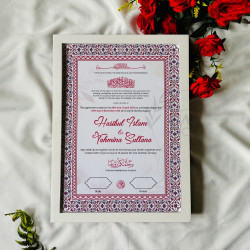 Rosewood Red Nikahnama – Elegant Islamic Marriage Certificate.