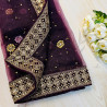 Purple Embroidered Dupatta with Golden Border – Bridal & Party Wear | AiyaanBD |AQ