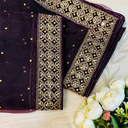 Purple Embroidered Dupatta with Golden Border – Bridal & Party Wear | AiyaanBD |AQ