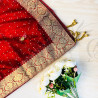 Red Dupatta with Golden Banarasi Border & Sequins – Bridal/Festive Wear | AQ