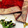 Red Dupatta with Golden Banarasi Border & Sequins – Bridal/Festive Wear | AQ