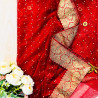 Red Dupatta with Golden Banarasi Border & Sequins – Bridal/Festive Wear | AQ