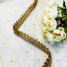 White Net Dupatta with Golden Stone Border – Bridal & Festive Wear | AQ