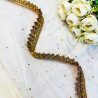 White Net Dupatta with Golden Stone Border – Bridal & Festive Wear | AQ