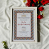 Mughal Mosaic Nikahnama – Islamic Marriage Certificate with White Frame.