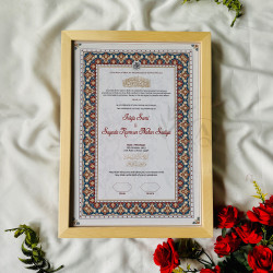 Mughal Mosaic Nikahnama – Islamic Marriage Certificate with White Frame.