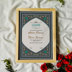 Teal Dome Nikahnama – Islamic Heritage Design in Wooden Frame