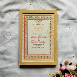 Mughal Floral Nikahnama – Bold Islamic Marriage Certificate in Black Frame