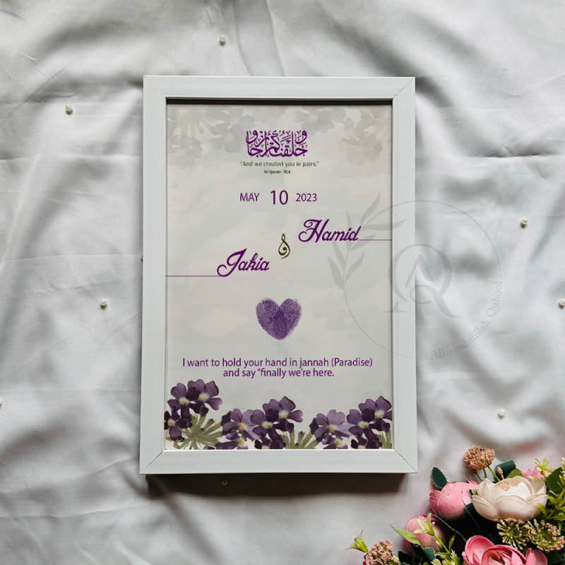 Jannah Love Nikahnama – Islamic Fingerprint Heart Art with Floral Frame