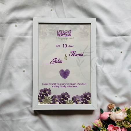 Jannah Love Nikahnama – Islamic Fingerprint Heart Art with Floral Frame