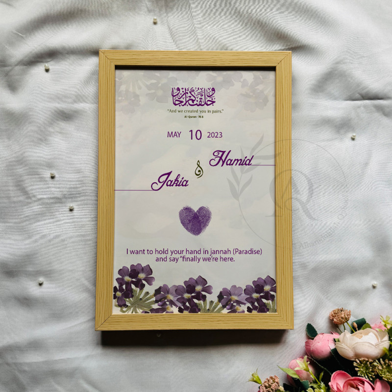 Jannah Love Nikahnama – Islamic Fingerprint Heart Art with Floral Frame