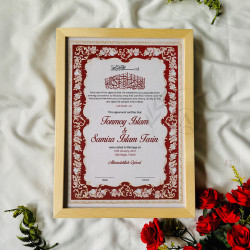 Ruby Blossom Nikahnama – Red Floral Marriage Certificate in Premium Frame