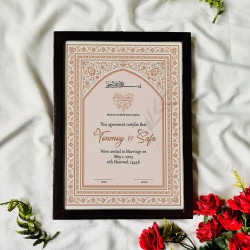 Blush Arch Floral Nikahnama – White Wooden Frame Wedding Certificate