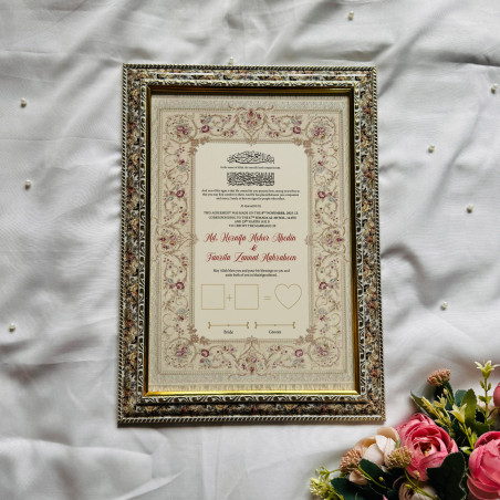 Islamic Nikah Certificate Frame | Personalized Muslim Wedding Agreement