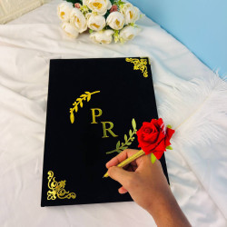 Luxury Black Velvet Kabin Nama File with Seal Pad | Custom Nikkah Certificate Folder by Aiyaan