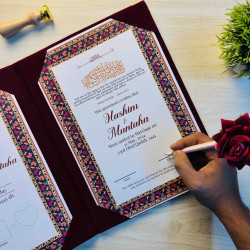 Maroon Velvet Nikahnama Folder – Luxury Marriage Certificate Holder
