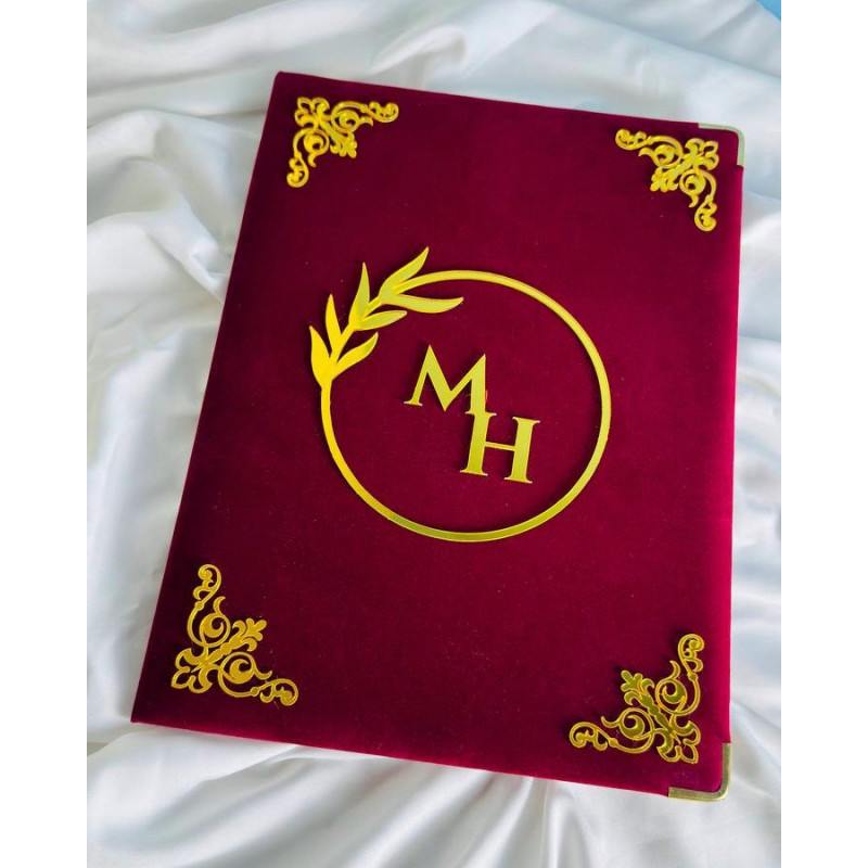Maroon Velvet Nikahnama Folder – Luxury Marriage Certificate Holder
