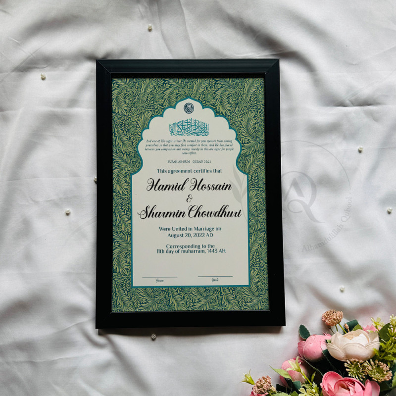 Botanical Islamic Nikahnama Design – Minimal & Elegant