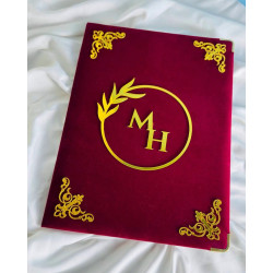 Maroon Velvet Nikahnama Folder – Luxury Marriage Certificate Holder