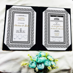 Luxury Black Velvet Kabin Nama File with Seal Pad | Custom Nikkah Certificate Folder by Aiyaan