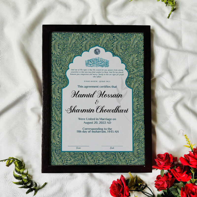 Botanical Islamic Nikahnama Design – Minimal & Elegant